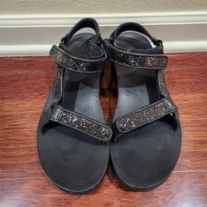 Sparkling black Teva Sandals size 8